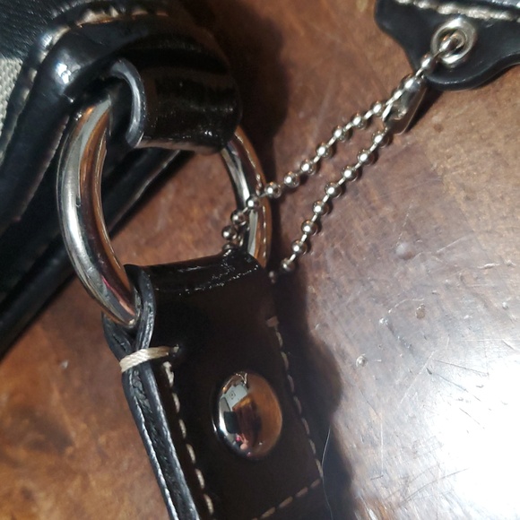 Coach Signature Black and Gray Women's Crossbody Bag. 12" Wide X 10" Tall. - Picture 12 of 13